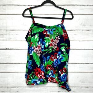 Swim 365 Tankini Swimsuit Top Tropical Floral Pattern Plus Size 18
